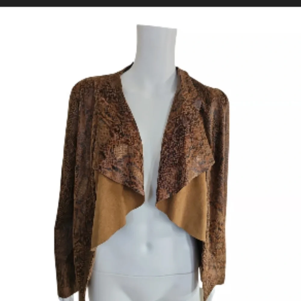 Zara Snake Print Drape Collar Faux Leather Blazer Jacket (new with tags) - Picture 2 of 8